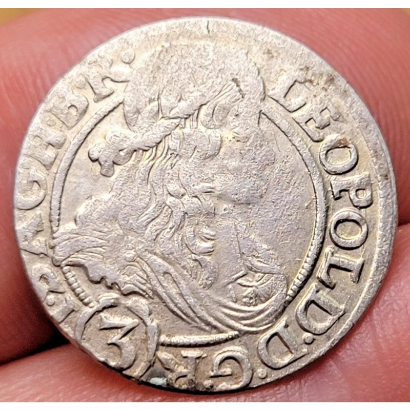 Austria 3 Kreuzer 1667 Leopold Silver Coin