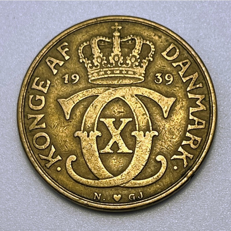 1939 Denmark 2 Kroner Aluminum Bronze KM#825 Christian X World Coin