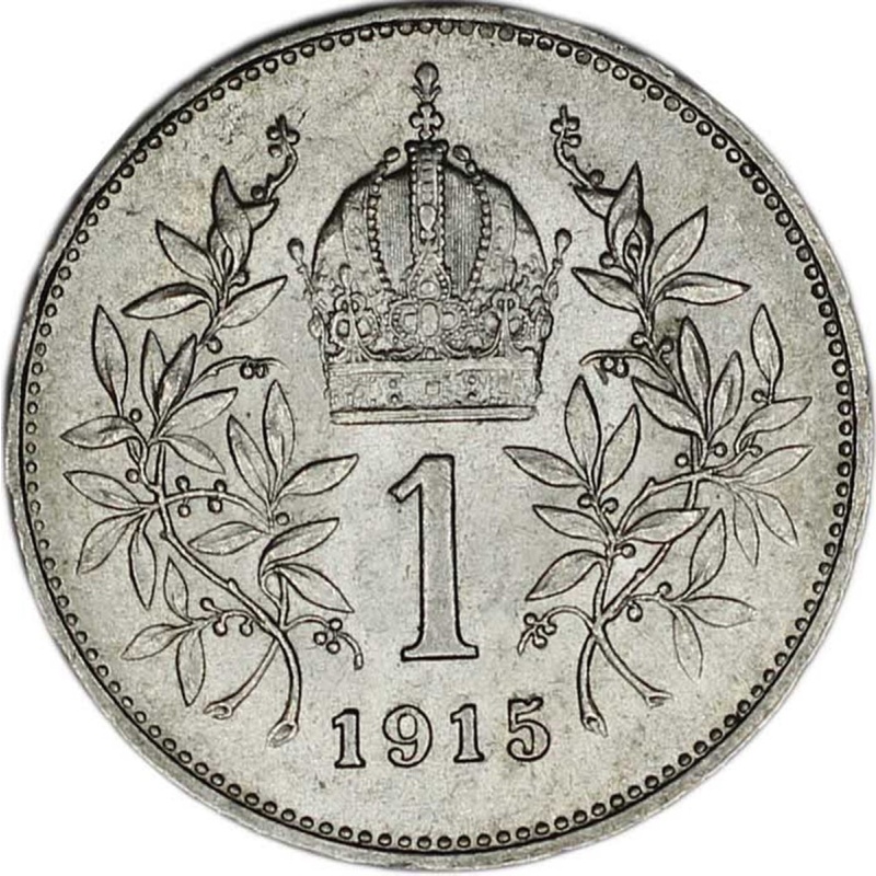 AUSTRIA coin 1 Corona 1915 aUNC - Beautiful High-Grade Silver Coin