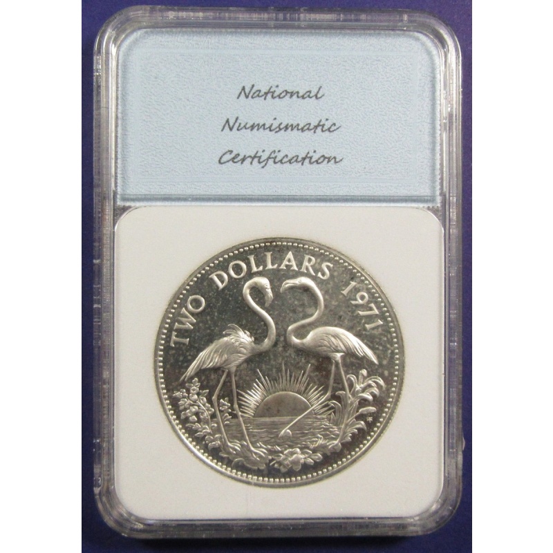 1971 FM $2 Bahamas Two Dollar silver coin. .886 Actual Silver Weight.  (326009)