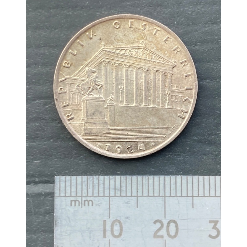 1924 Austria  1 Schilling . 0.80 Silver.