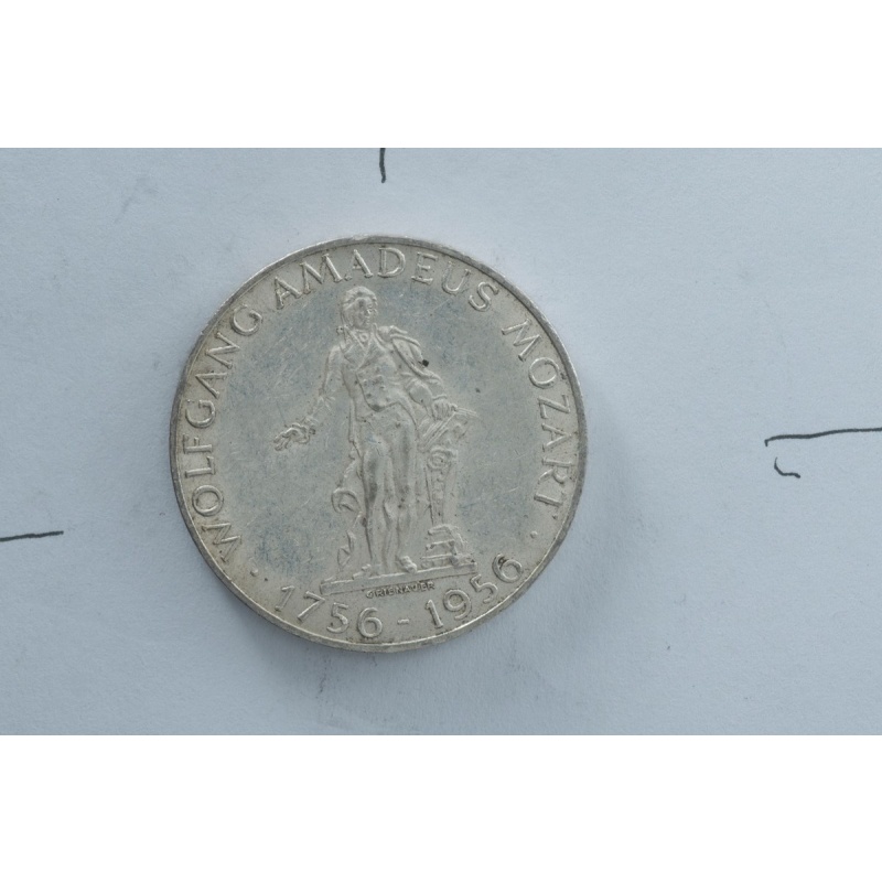 Mozart 1956 Austria 25 Schilling 0.800 Silver Commemorative Vintage Coin