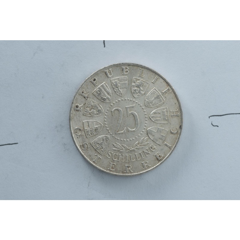 1956 Austria 25 Schilling Silver Coin Mozart Bicentennial Commemorative
