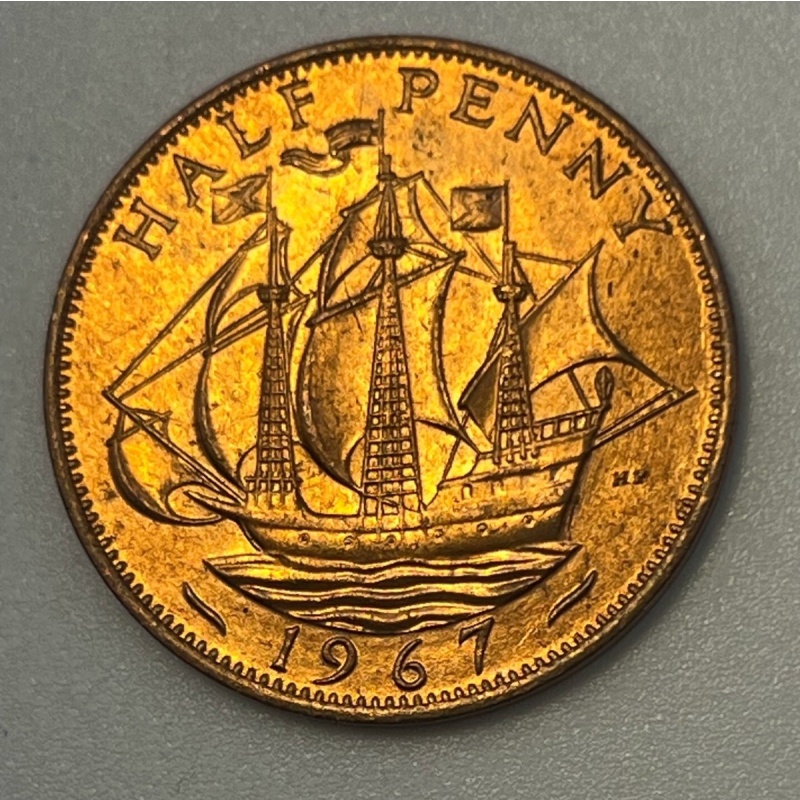 1967 Great Britain Half Penny 1/2 UNC Uncirculated Bronze Coin