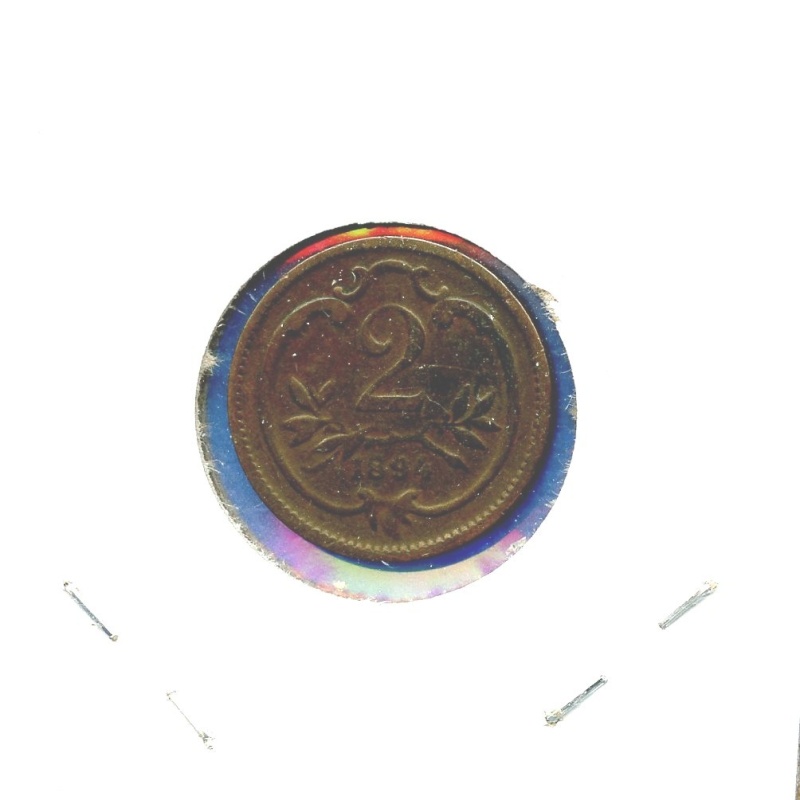 1894 Austria 2 Two Heller Austrian Osterreich Coin