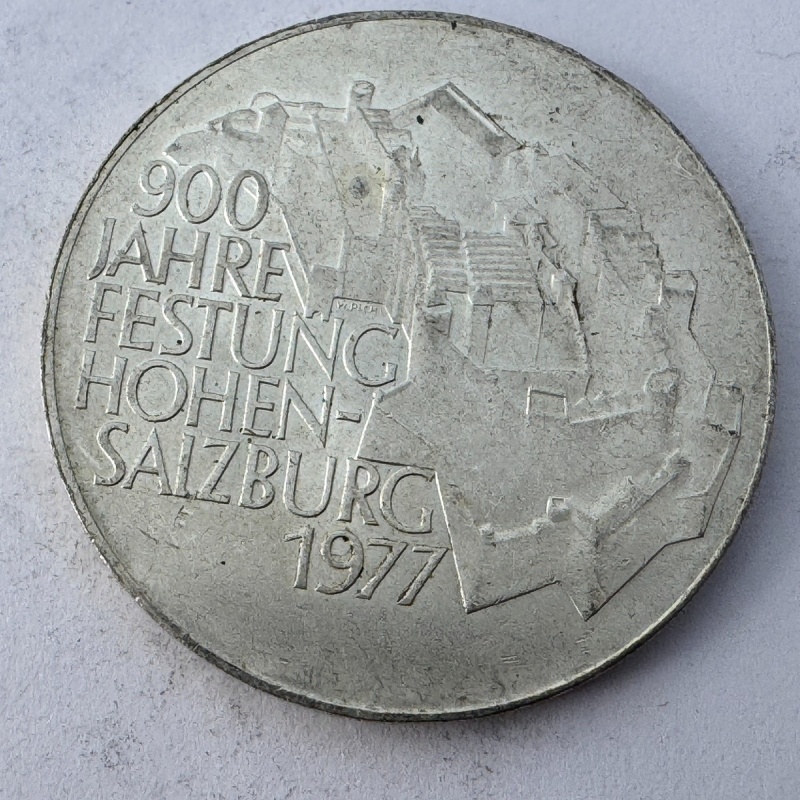 1977 Austria 100 Schilling Silver Coin 900 Years Hohensalzburg Fortress KM-2925