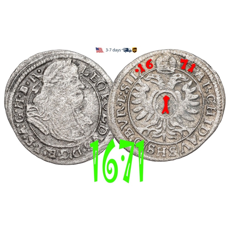 Austria 1 Kreuzer 1671 Habsburg Leopold I, Silver Coin #31883