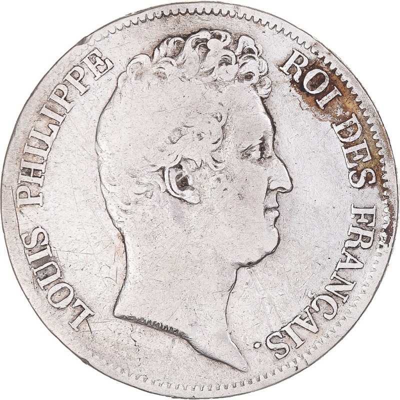 1830 5 Francs France Louis Philippe Lille Mint Sans le I Silver Coin F