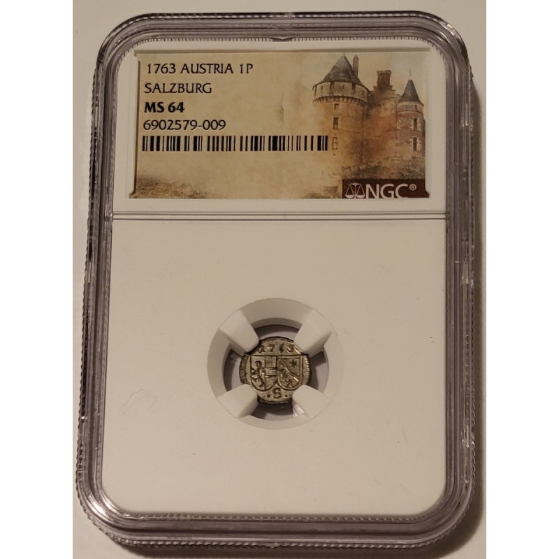 Austria Salzburg 1763 Pfennig Uniface MS64 NGC
