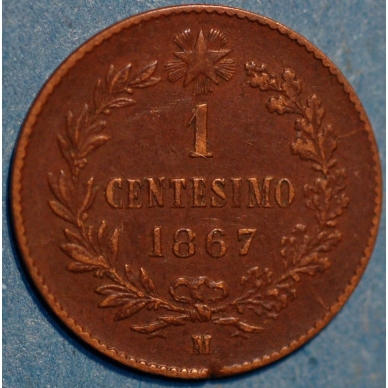 1867 M Italy Centesimo Vittorio Emanuele II KM# 1.1