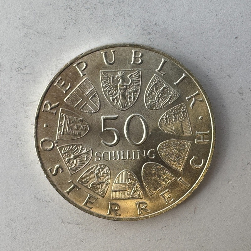 1970 Austria 50 Schilling Silver Coin Dr. Karl Renner Commemorative ????