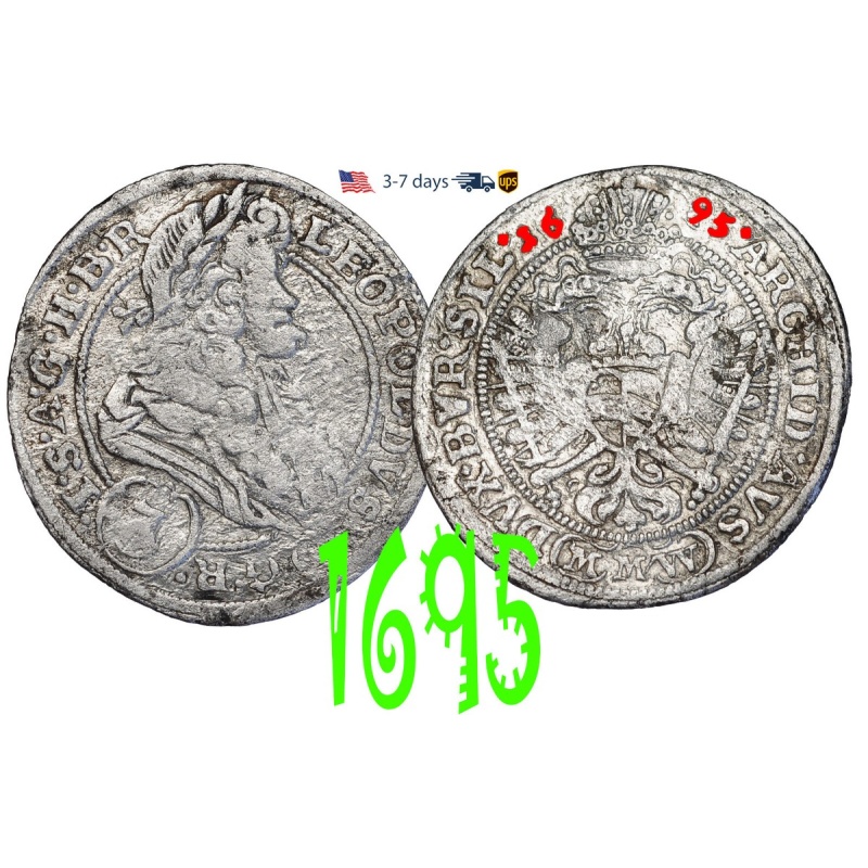 Austria 3 Kreuzer 1695 Habsburg  Leopold I, Silver Coin #32593