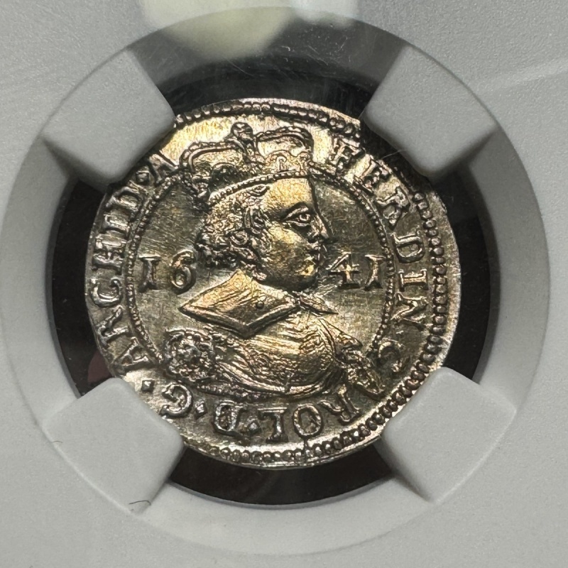 1641 Austria Hall 3 Kreuzer - NGC Graded MS62 - Stunning Coin