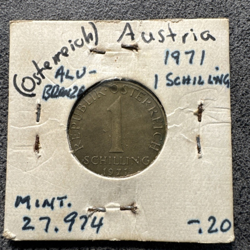 1971 Austria 1 Schilling Osterriech Republik Mint 27.974 Aluminum Bronze.