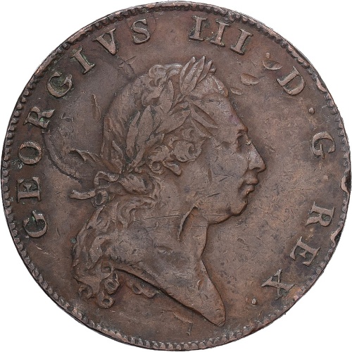 1793 Penny Bermuda George III Copper Coin