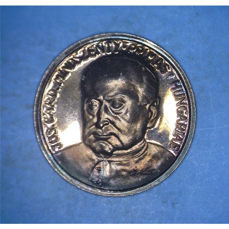 HUNGARY JOSEPH MINDSZENTY TONED SMALL SILVER  PROOF COMMEMORATIVE - *80471362 ??