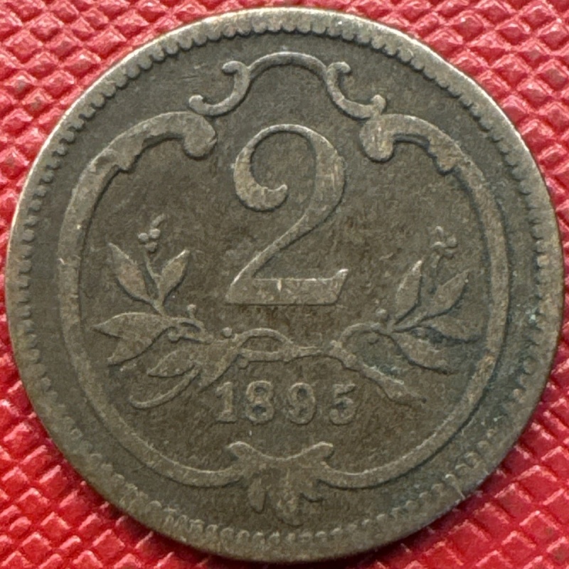 Austria, Empire 1895 Bronze 2 Heller. Franz Joseph I. KM# 2801