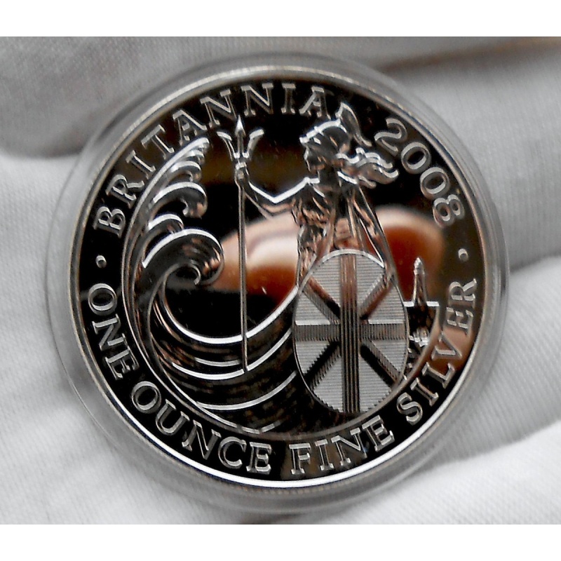 2008 Britannia Silver 1 Oz. Fine Silver £2 Coin Great Britain NR Auction