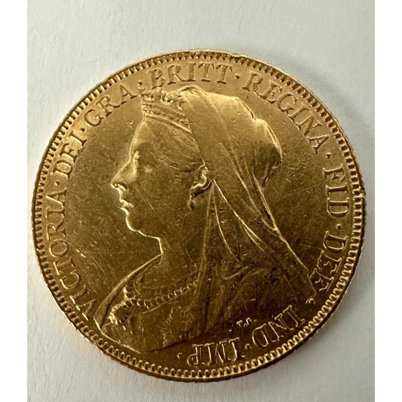 1900 Full Sovereign United Kingdom Victoria Old Veil Head Gold Coin