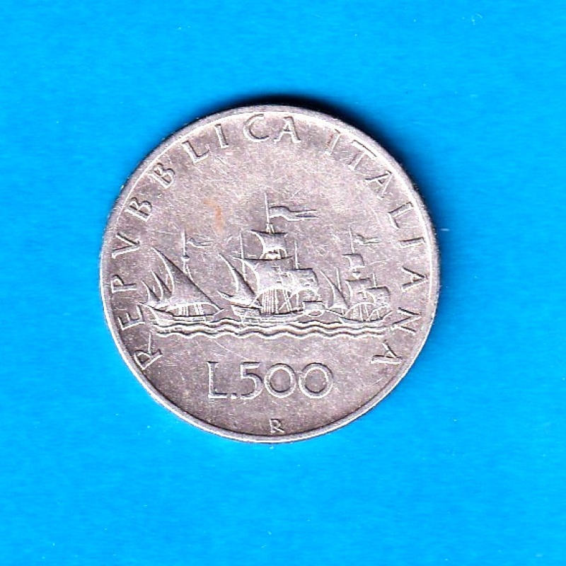 1960R Italy 500 Lire (KM-98) .2953 ASW Silver!!! [Columbus' ships] Rome Mint