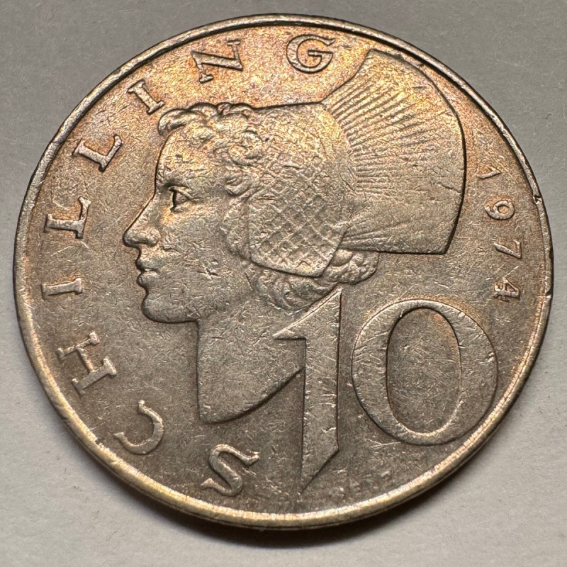 1974 Austria 10 Schilling - Beautiful Coin - #A-063-B