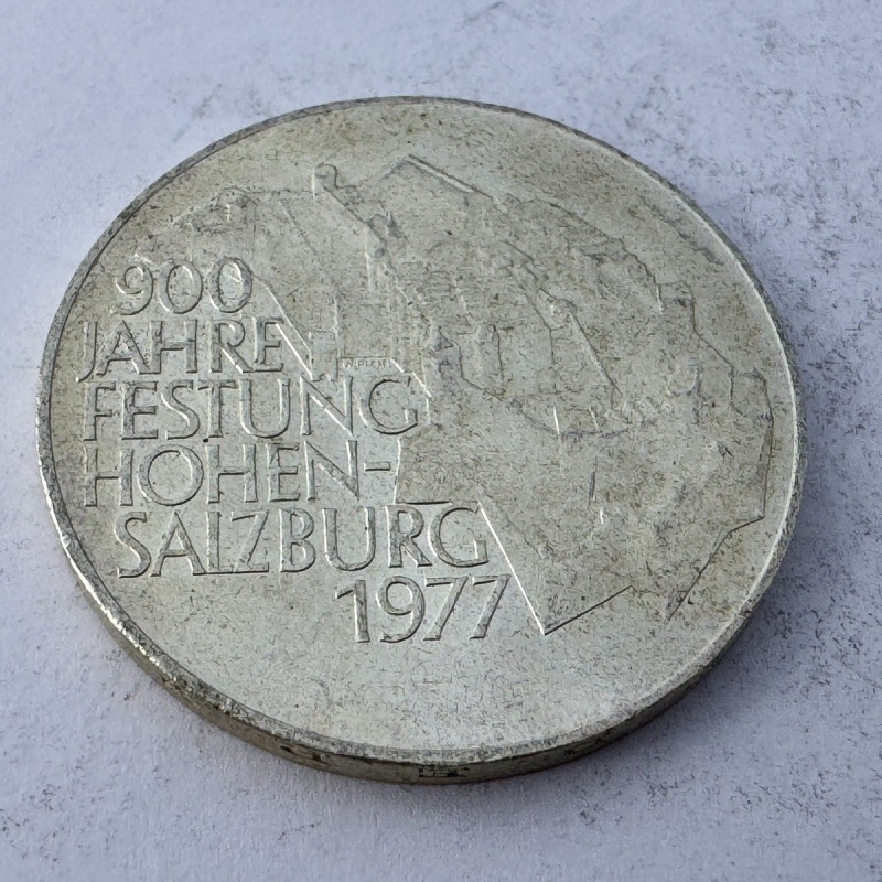 1977 Austria 100 Schilling Silver Coin 900 Years Hohensalzburg Fortress KM-2925