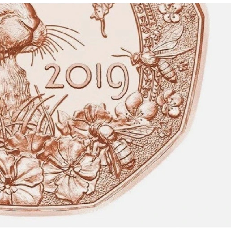 Austria 2019 year 5 euro copper coin - Bees bee UNC ( rabbits , insects