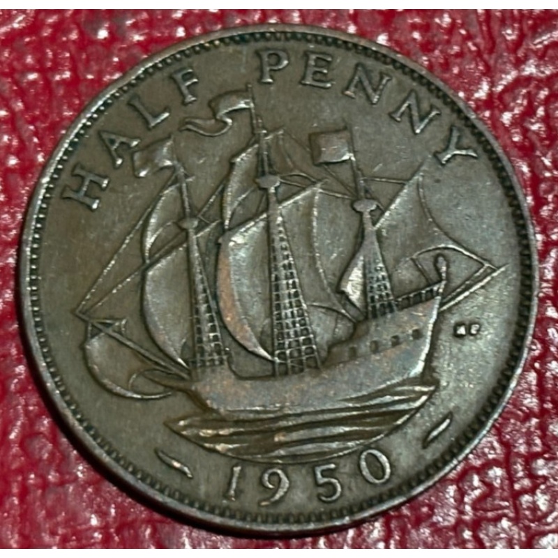 VINTAGE FINE 1950 GREAT BRITAIN HALF 1/2 PENNY-FEB060