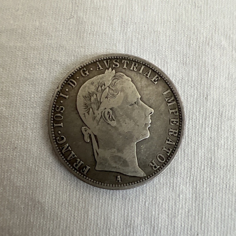 1858 AUSTRIA w KING FRANZ JOSEPH I Eagle OLD Silver Florin Vintage Coin