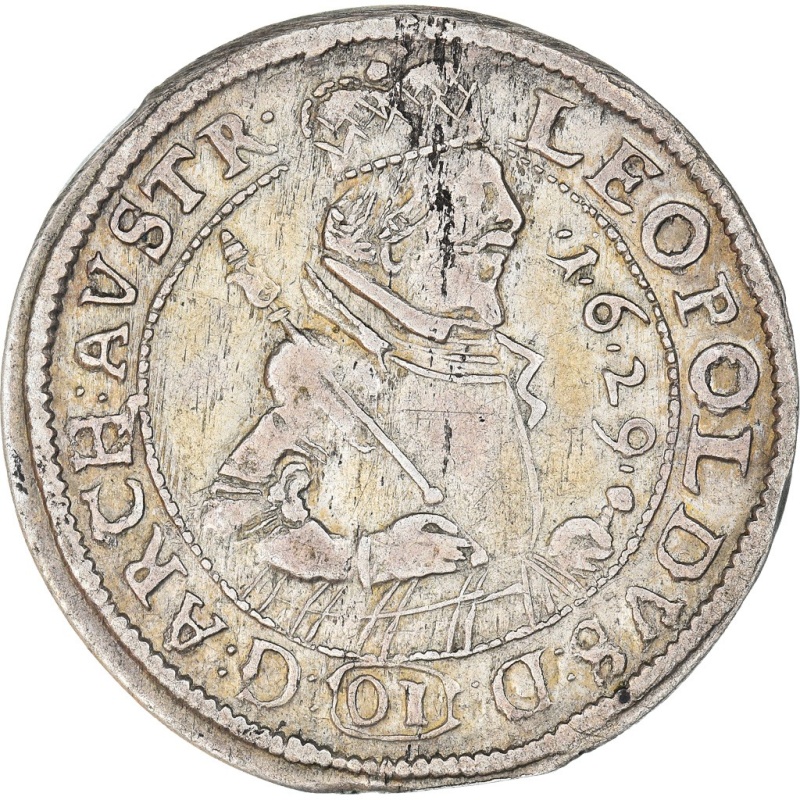 [#909076] Coin, Austria, Leopold, 10 Kreuzer, 1629, Hall, EF, Silver, KM:589.1