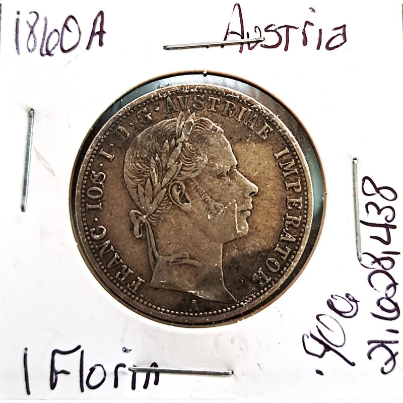AUSTRIA 1 Florin 1860 A - 0.900 SILVER COIN