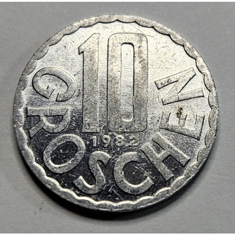 1982 Austria 10 Ten Groschen - Aluminum Coin - Austrian - World Coin - Europe