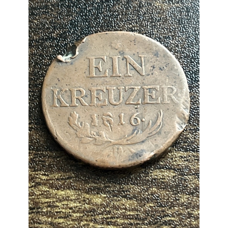 1816 Austria 1 One Kreuzer Rare Vintage Actual Coin TB9760*