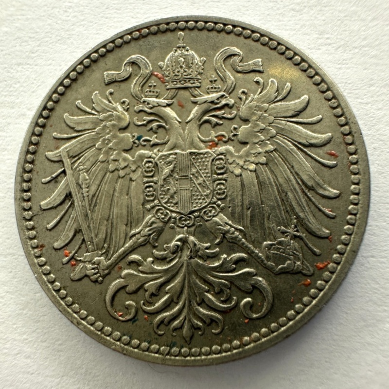 1895 Austria 10 Hellers Coin, Nickel, 19.1mm, AU About Uncirculated