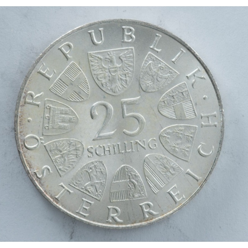 Austria 1968 25 Schilling Silver Coin Lukas von Hildebrandt Austrian Mint