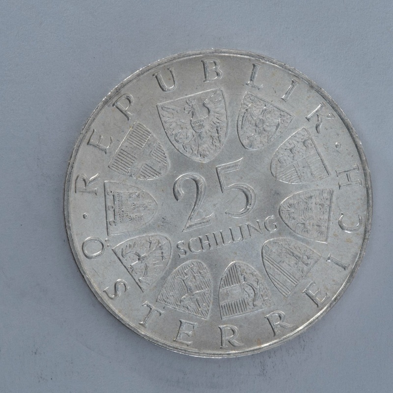 1969 Austria 25 Schilling silver coin Peter Rosegger Second Republic