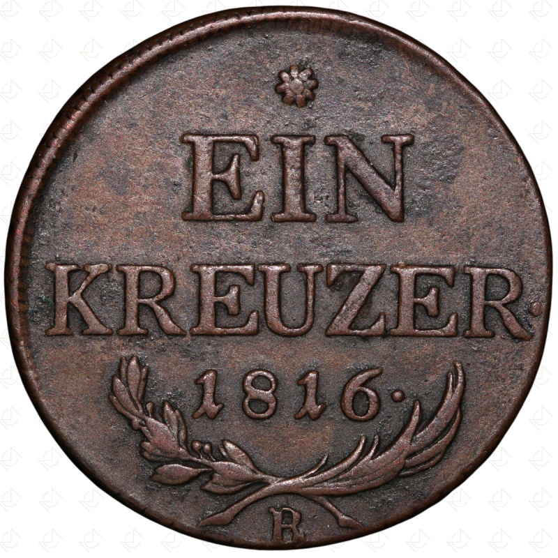 1816 B Austria 1 Kreuzer Coin – Kremnica Mint – Copper