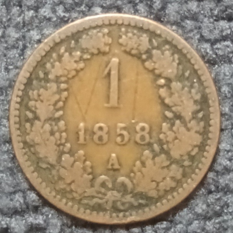 1858 Austria 1 Kreuzer Coin Austrian Empire