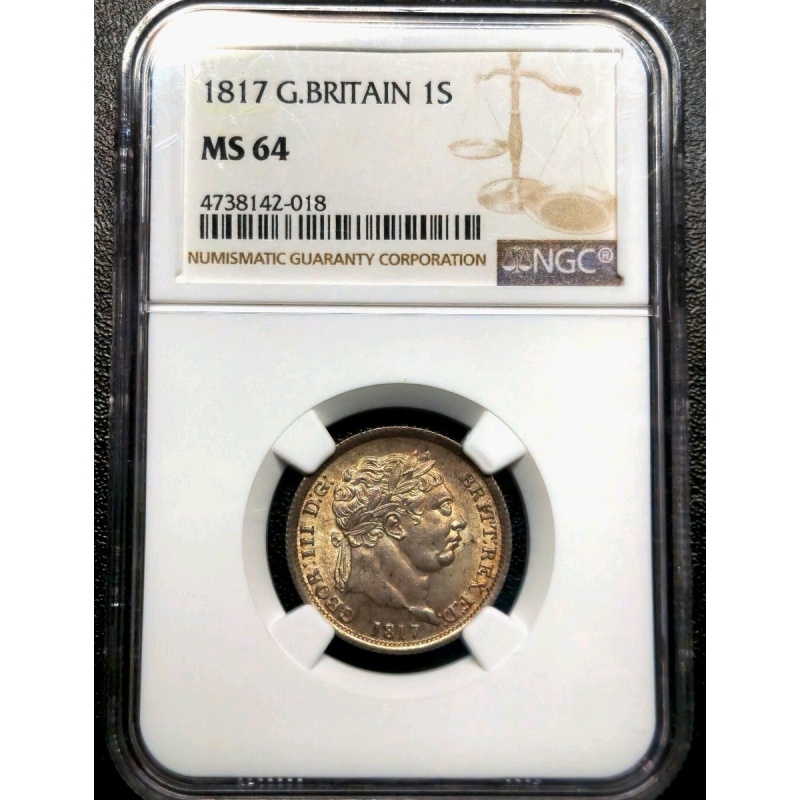 1 Shilling 1817 King-George III New Coinage Hanover United Kingdom MS64 NGC Rare