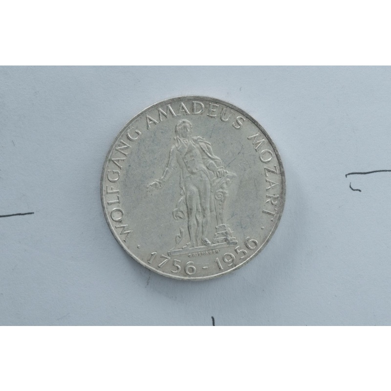 1956 Austrian 25 Schilling Mozart Silver Coin 0.800 Commemorative Issue
