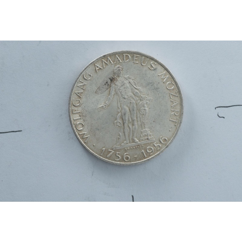 1956 Austria Mozart 25 Schilling Silver Coin 0.800 Vintage Commemorative