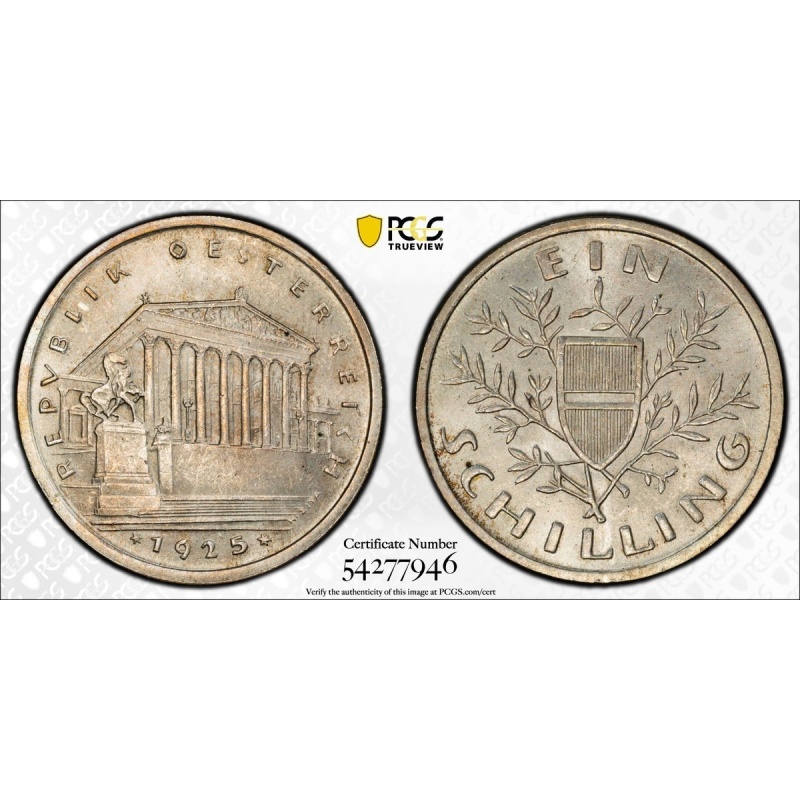 1925 Austria Shilling  PCGS MS 65   Excellent Original Gem