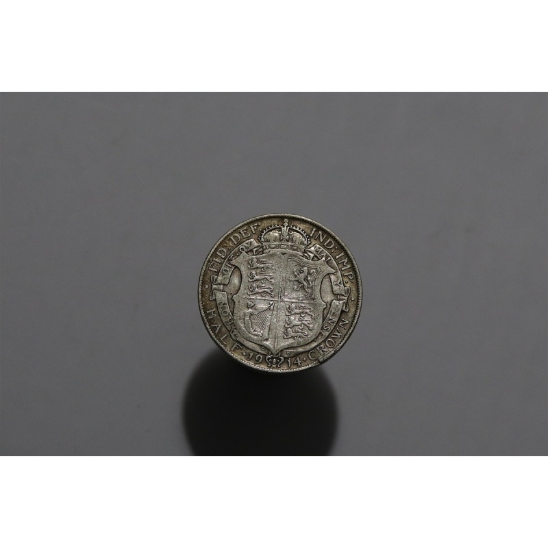 ?? ???? UK GB HALF CROWN 1914 SILVER MELT VALUE $35.58 B90 #5694
