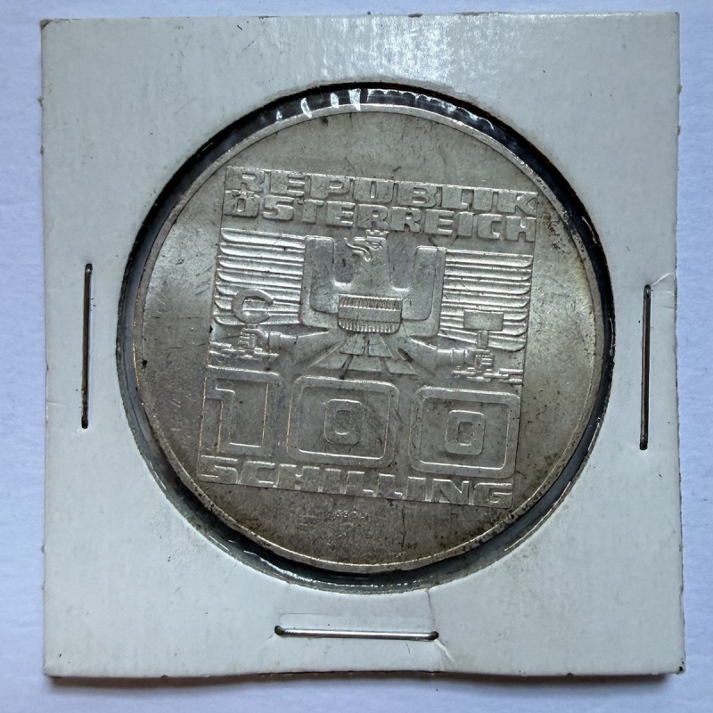 1975 Austria 100 Schilling Staatsvertrag 20th Anniv. 0.6400 Silver Coin KM#2924
