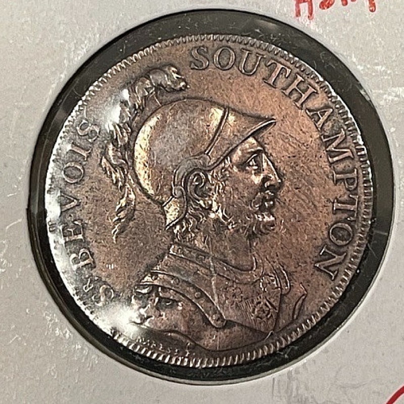 1791 Great Britain Conder 1/2 Half Penny Hampshire Nice AU Details