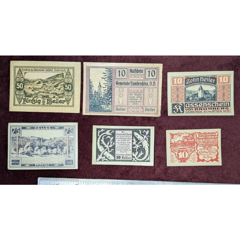 Lot Of 6 Austrian Rural Notgelds 1920
