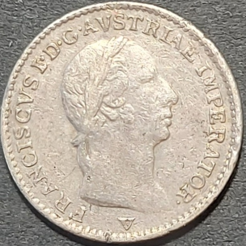 AUSTRIA ÖSTEREICH 1/4 LIRA 1822 V VENICE KM#C4 F++ SILVER FRANCIS I. 1815 - 1835