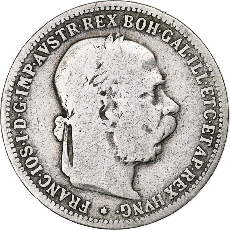 [#132670] Austria, Franz Joseph I, Corona, 1893, Vienna, Silver, VF(20-25)