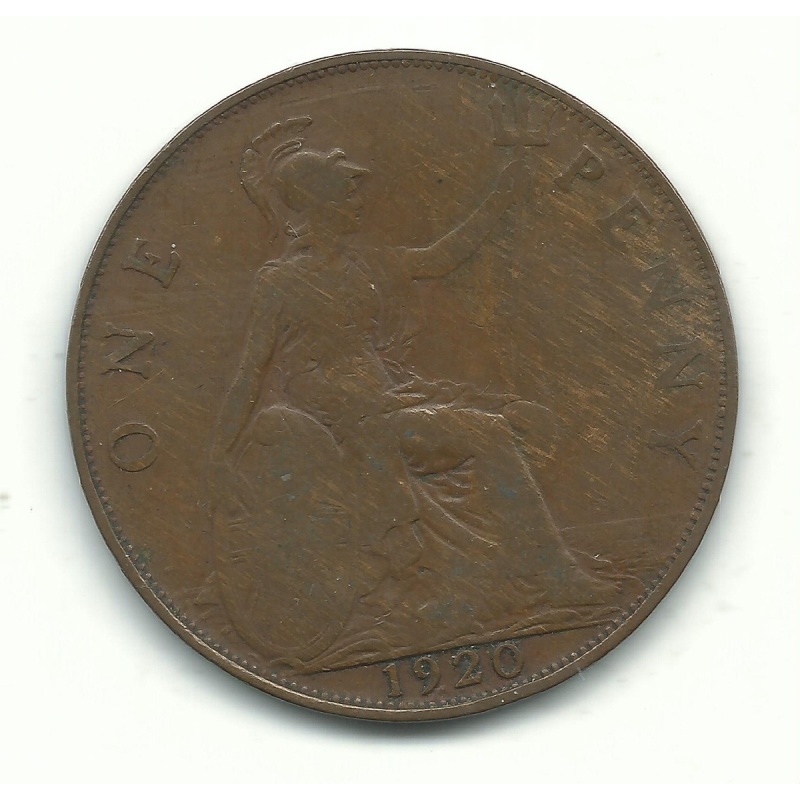 A VERY NICELY DETAILED 1920 GREAT BRITAIN PENNY COIN-APR807