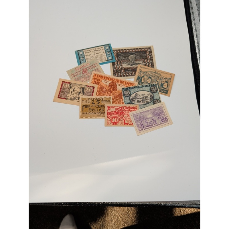 Lot Of 10 Vintage Austrian Heller Notes.